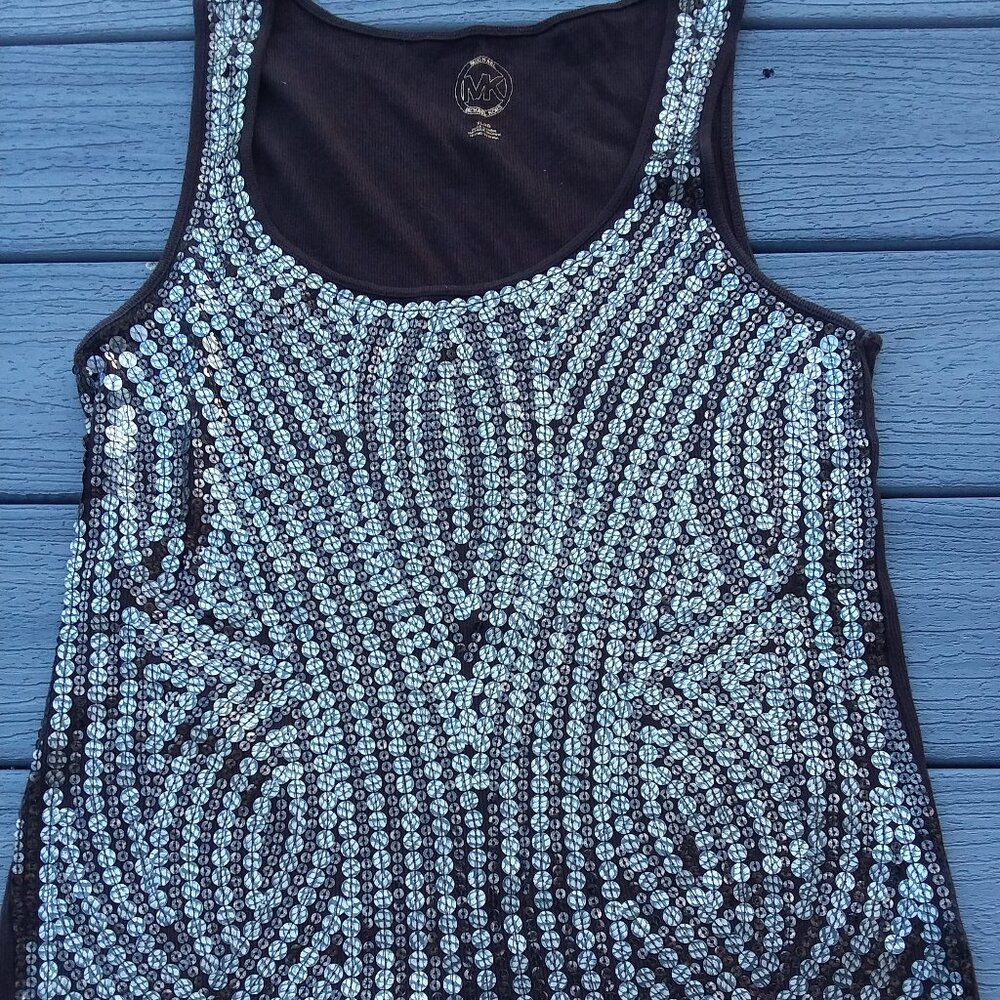 Michael Kors chocolate brown and gold sequin tank top
